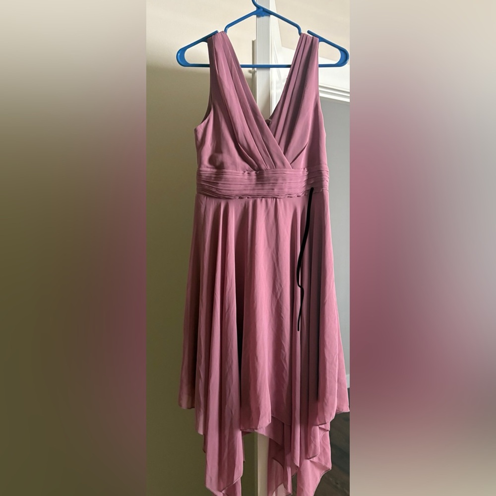 Ever Pretty Pink Chiffon Dress Sleeveless V Neck High Low Hem NWT
